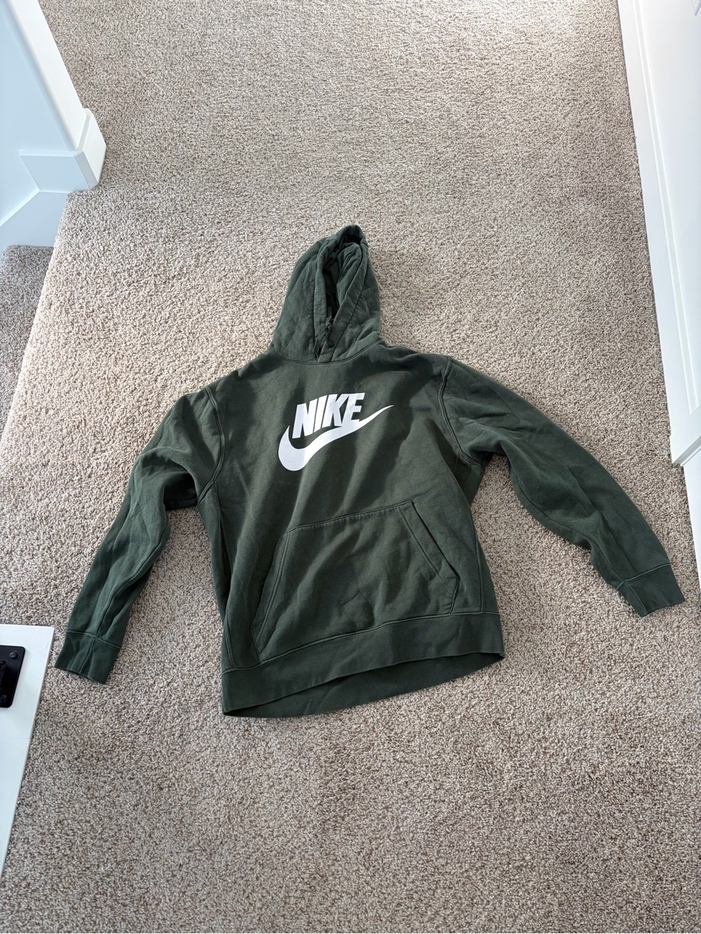 Nike Dark Olive Green Hoodie with White Logo